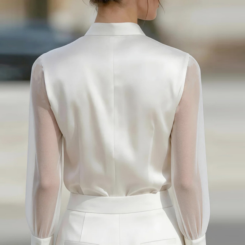 New Mesh See Through Fashion S - огляд і ціна Silk Blouse