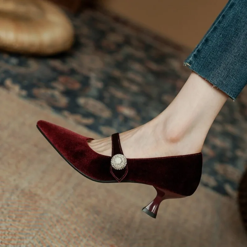 Wine Red Pointed Toe Mary Jane - огляд і ціна Womens Heels