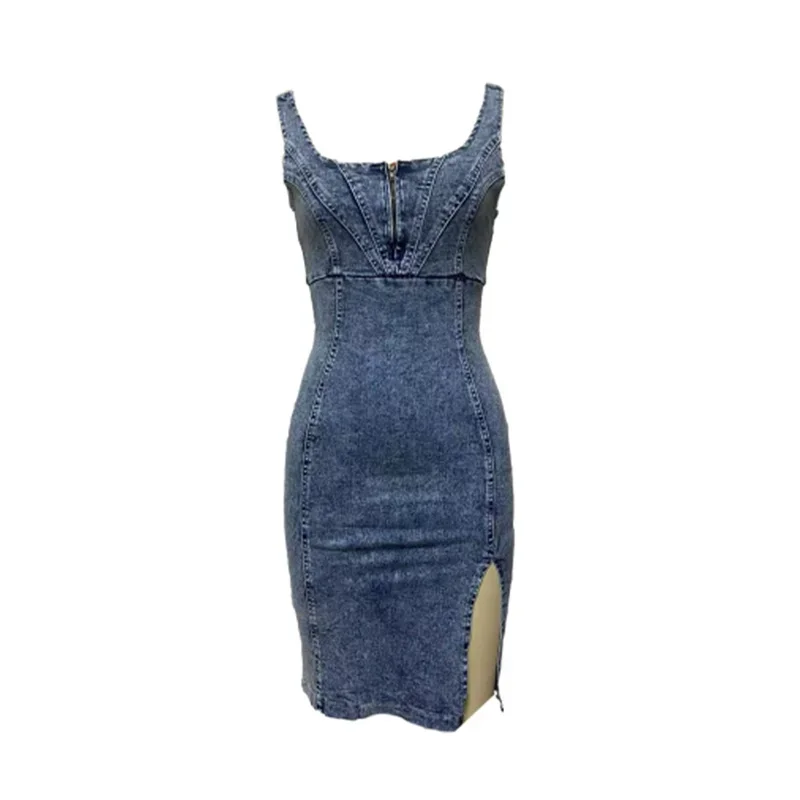 Vintage Slim Fit Denim Wrap Hi - огляд і ціна Midi Dress