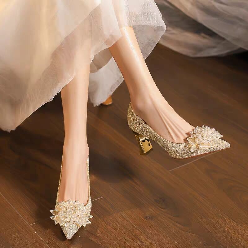 Rhinestone Flower Block Heel S - огляд і ціна Pump Heel Block